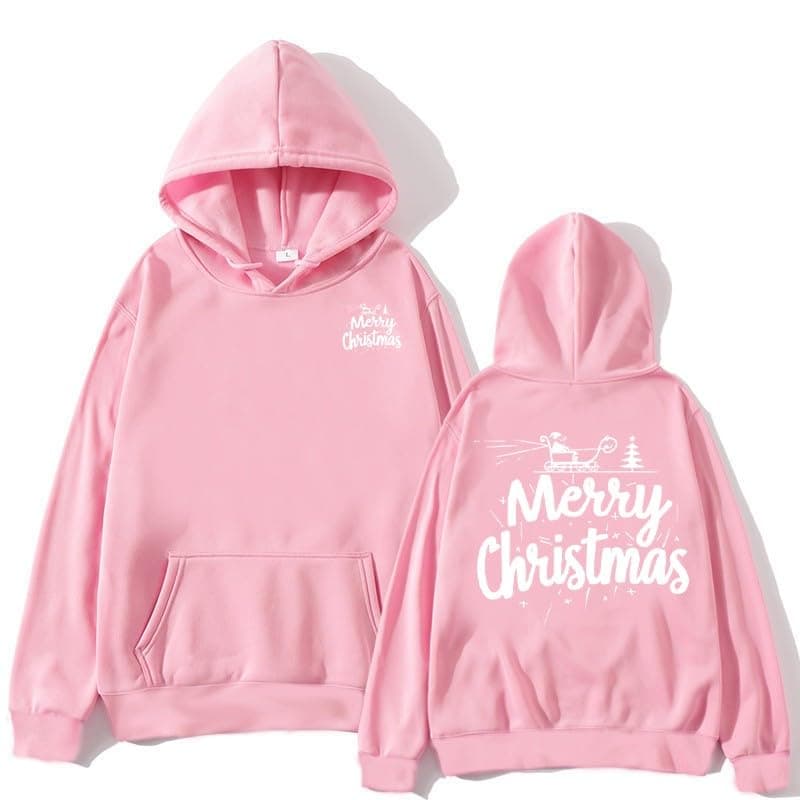 Trendy Oversized Sherpa Fleece Women's Christmas Print Hoodie Patry