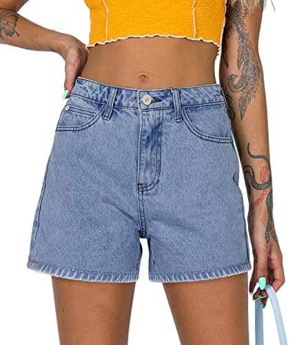 CHICZONE Women's Ripped Mid-High Waisted Denim Shorts