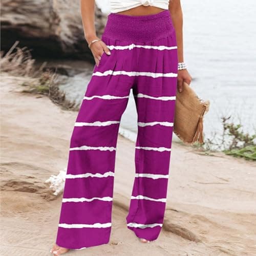 Yxzogd Striped High-Waisted Wide Leg Palazzo Pants for Women
