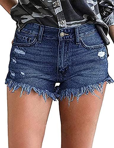 Necooer Women's Casual Mid-Waist Stretch Denim Shorts