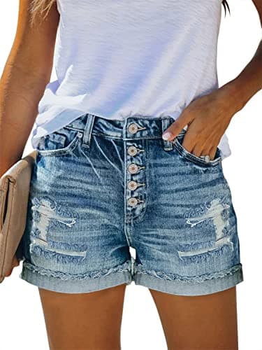 Angerella Women's Ripped Jean Short