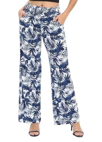 Urban CoCo Women's Boho Wide Leg Pants with Pockets