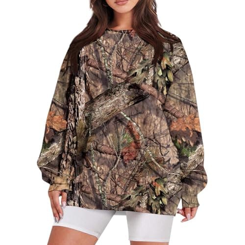 GOFULY Oversized Camo Pullover Sweatshirt for Women