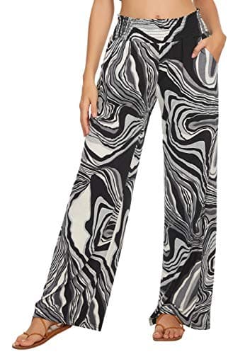 Urban CoCo Women's Boho Wide Leg Pants with Pockets