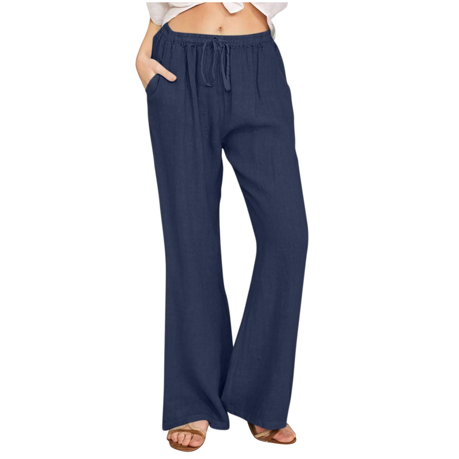 Yxzogd Women's High-Waisted Loose Palazzo Pants with Pockets