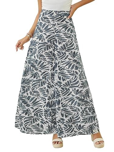 WDIRARA Women's BohoPrint High Waist Wide Leg Palazzo Pants