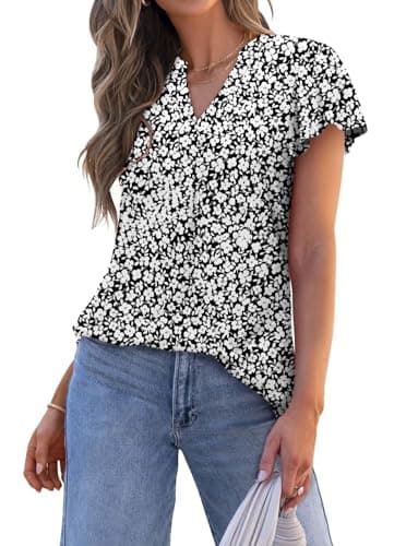 Angerella Women's Casual Short Sleeve V-Neck Tunic Tops