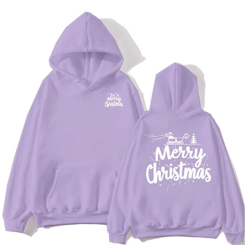 Trendy Oversized Sherpa Fleece Women's Christmas Print Hoodie Patry