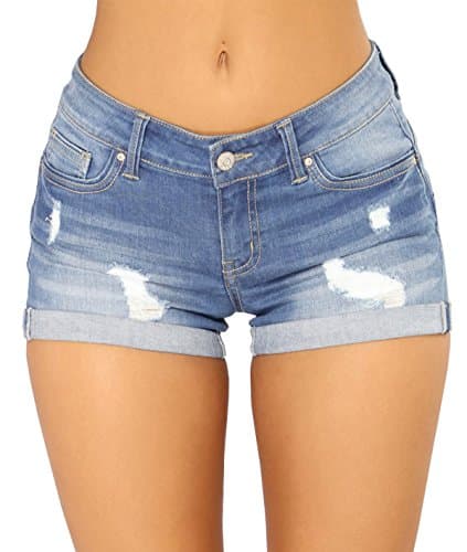 Gozilla Women's Casual Summer Mid Waist Stretchy Denim Jeans Shorts