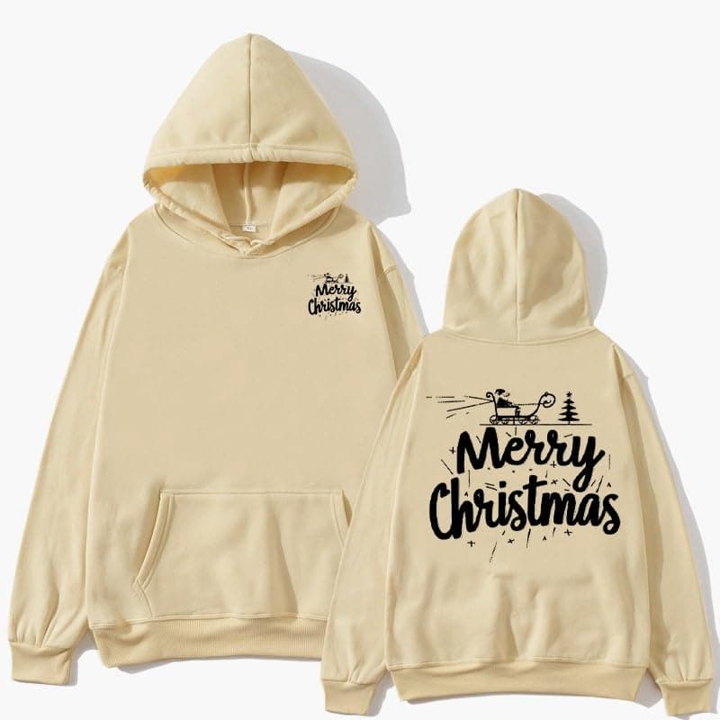 Trendy Oversized Sherpa Fleece Women's Christmas Print Hoodie Patry
