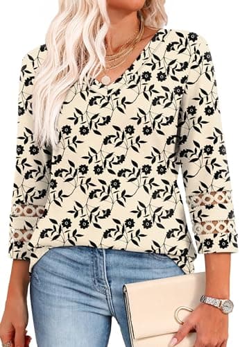 XIEERDUO Women's Trendy V-Neck Casual Tops Summer Clothes
