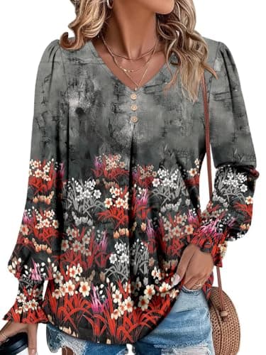 Angerella Comfortable V-Neck Long Sleeve Shirts for Women