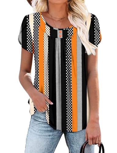 Angerella Women's Flirty Summer Pleated Floral Tunic Top S-3XL