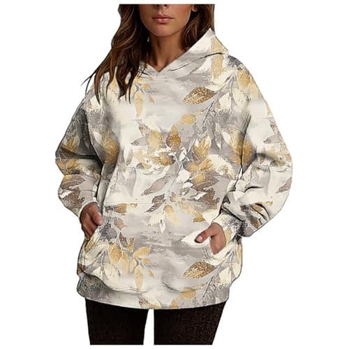 Ceboyel Womens Maple Leaf Camo Oversized Hoodie Trendy Teen Girls Fashion