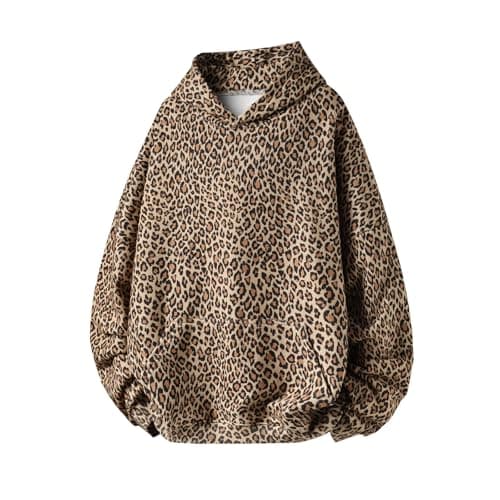 Y2K Camo Leopard Print Hoodie for Women