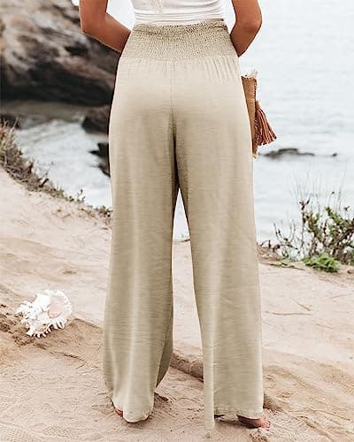 Women's High Waisted Palazzo Pants: Comfy Wide Leg Lounge Trousers with Pockets