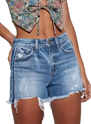 SANMM Women's Casual Denim Jean Shorts for Summer