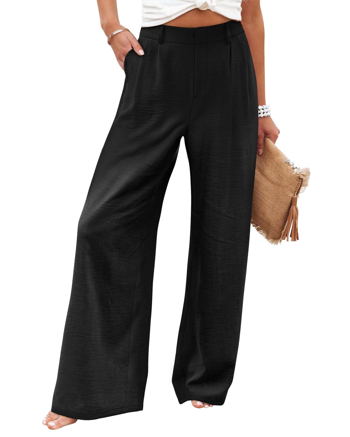 Angerella Women's Wide Leg High Waisted Work Pants