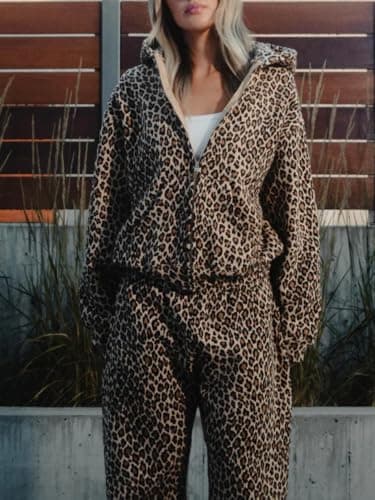 Pooyikoi Leopard Print Oversized Camo Hoodie for Women - Y2K Graphic Hoodie with Pocket