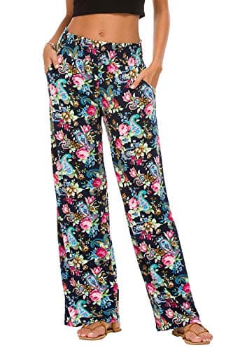 EEVASS Women's Casual Wide Leg Floral Lounge Pants