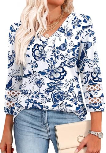 XIEERDUO Women's Trendy V-Neck Casual Tops Summer Clothes