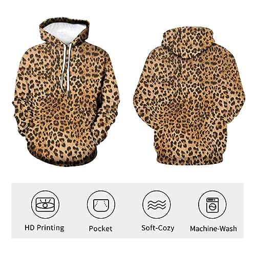 Lurhonp Leopard Print Long-Sleeve Hoodie Sweatshirt for All
