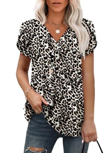 Angerella Women's Summer Dressy Casual Short Sleeve V-Neck Tops for Leggings