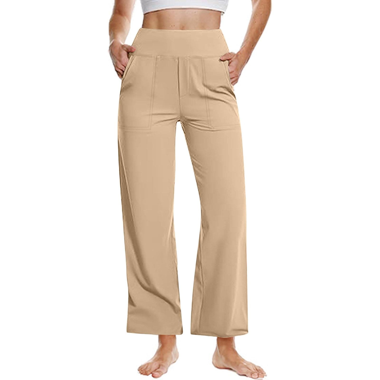 Yxyzogd Wide Leg High Waisted Yoga Pants for Women Tummy Control with Pockets