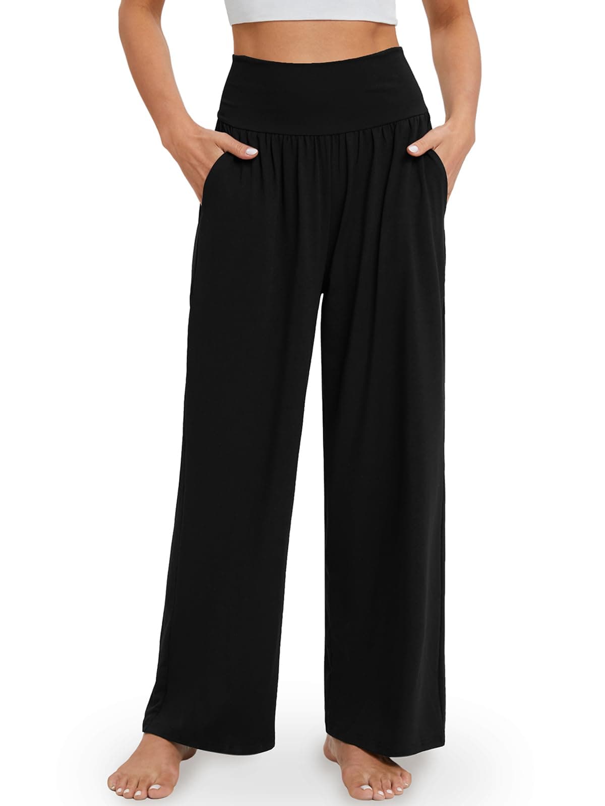 Gracyoga Wide Leg High Waisted Flowy Yoga Pants for Women