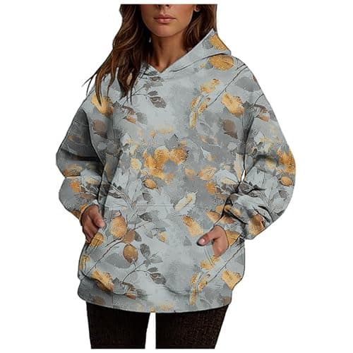 Ceboyel Womens Maple Leaf Camo Oversized Hoodie Trendy Teen Girls Fashion