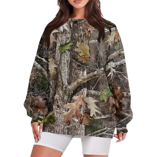GOFULY Oversized Camo Pullover Sweatshirt for Women
