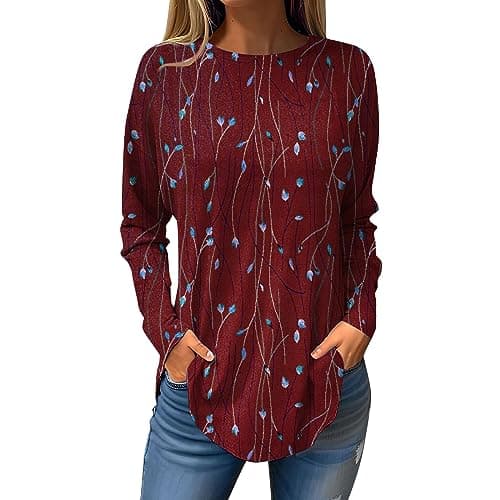 Shusuen 2024 Casual Crewneck Printed Tops for Women