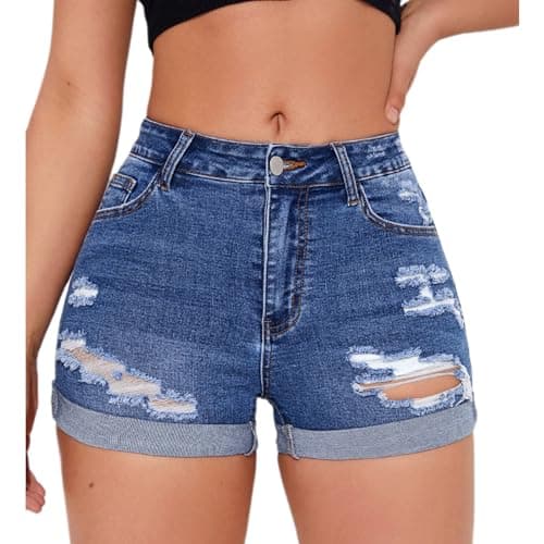 Tegmow Women's Summer Ripped Distressed Denim Shorts