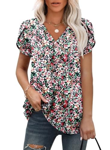 Angerella Women's Summer Dressy Casual Short Sleeve V-Neck Tops for Leggings