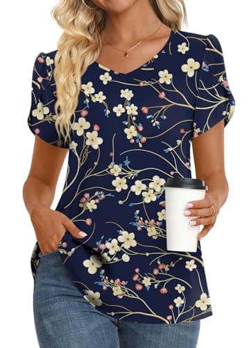 Womens Summer V Neck Chiffon Tunic Tops M-3XL