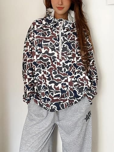 Y2K Trendy RSGMU Camo Hoodie with Colorful Patchwork