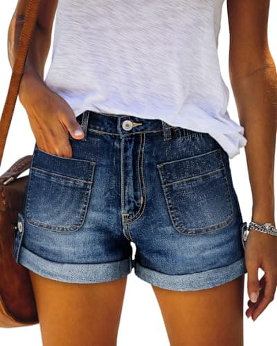 KISSMODA High-Waisted Ripped Denim Shorts for Women