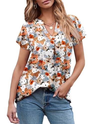 Angerella Women's Summer Dressy Casual Short Sleeve V-Neck Tops for Leggings