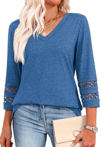 XIEERDUO Women's Trendy V-Neck Casual Tops Summer Clothes