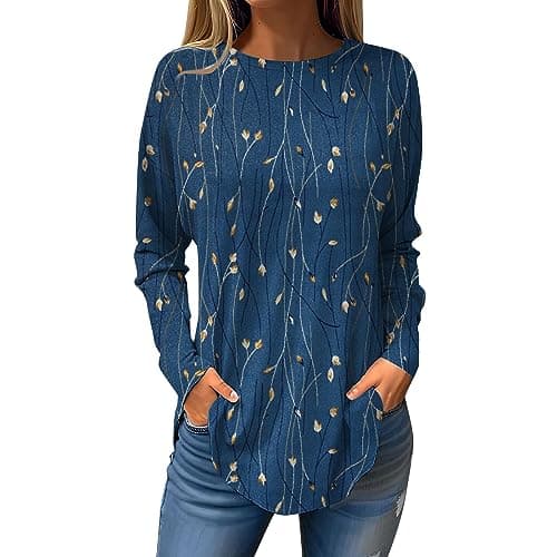 Shusuen 2024 Casual Crewneck Printed Tops for Women