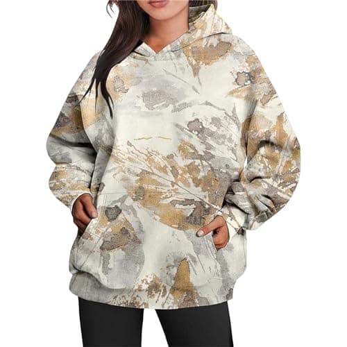 Stylish Maple Leaf Printed Camo Hoodie for Women