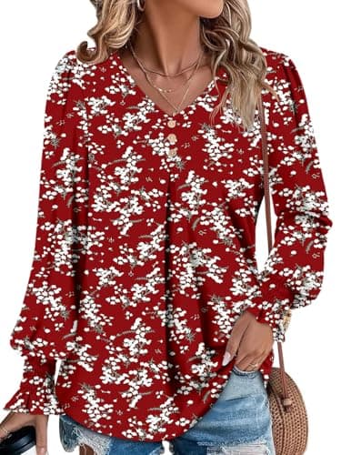 Angerella Comfortable V-Neck Long Sleeve Shirts for Women