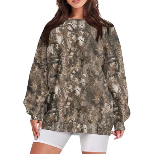 GOFULY Oversized Camo Pullover Sweatshirt for Women