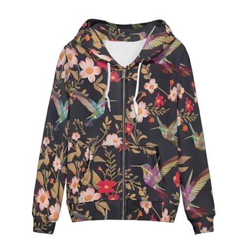 Irisjudy Monet Art Color Stripe Zip Hoodie for Women