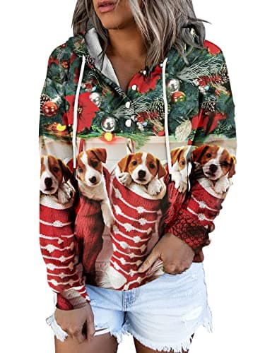 Women's Button Down Hooded Sweatshirts with Pockets