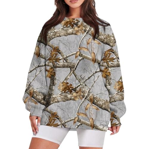 GOFULY Oversized Camo Pullover Sweatshirt for Women