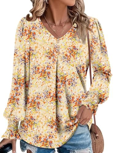 Angerella Comfortable V-Neck Long Sleeve Shirts for Women