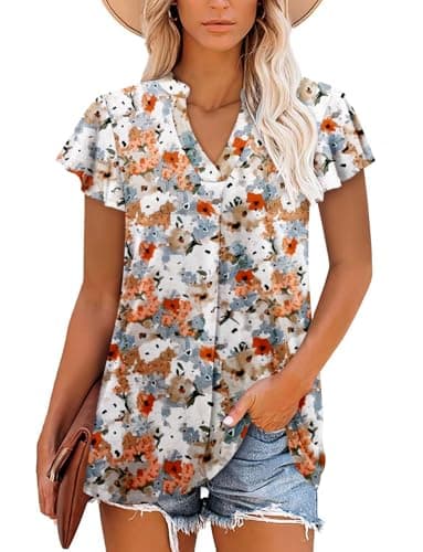 Angerella Women's Summer Dressy Casual Short Sleeve V-Neck Tops for Leggings