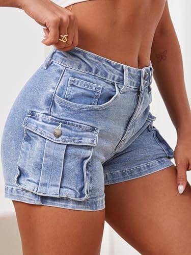 ELLEVEN Y2K Mini High-Waisted Slim-Fitted Jean Shorts