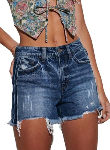 SANMM Women's Casual Denim Jean Shorts for Summer